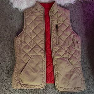 Quilted Tan Vest with Red Lining
